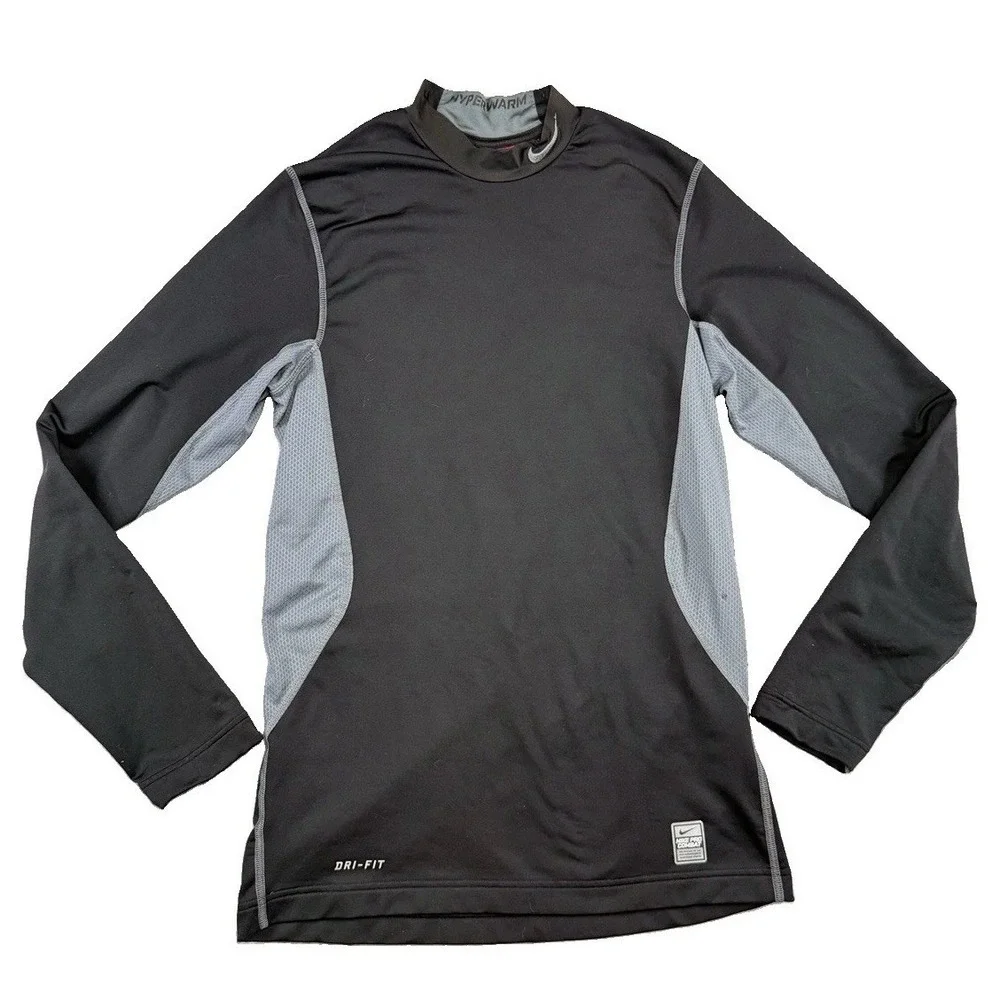 Nike Pro Combat Shirt Men's Small Black Hyperwarm Dri-Fit Athletic Fitted Sports
